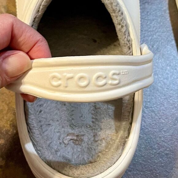 Crocs Kids White Lined Slingback Clogs 3 J 5 - Picture 7 of 12